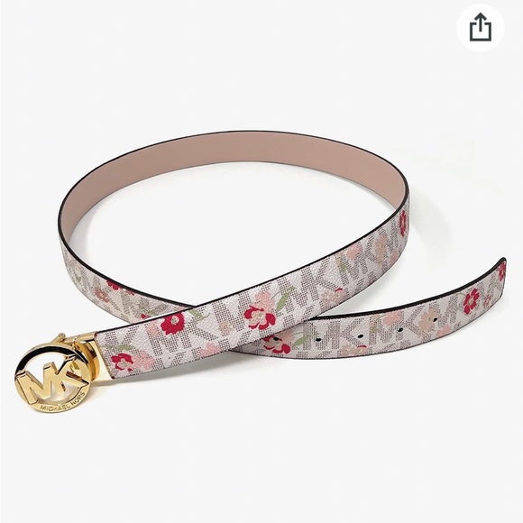 Michael Kors Floral Print Logo Reversible Belt - Picture 2 of 3